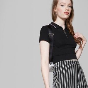 Quarter zip cropped polo